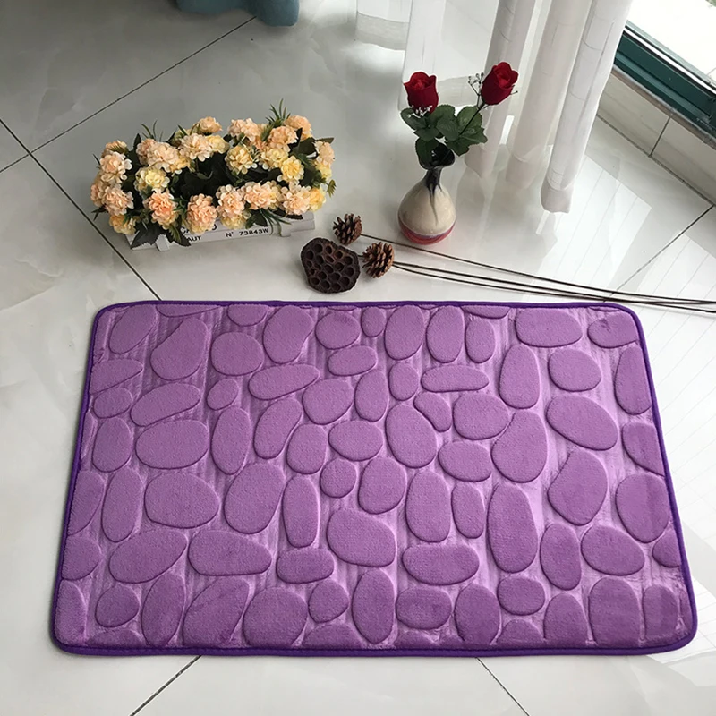 Cobblestone Embossed Bathroom Bath Mat Non-slip Carpets In Wash