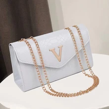 Модная женская сумка из крокодиловой кожи с клапаном, дизайнерские сумки, женские сумки, черный, белый, маленький дневной клатч, Золотая цепочка, сумки через плечо для девушек