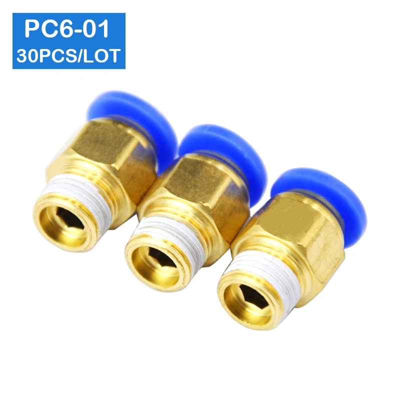 HOHE QUALIT&Auml;T 30 st&uuml;cke BSPT PC6-01, 6mm bis 1/8 "Pneumatische Anschl&uuml;sse m&auml;nnlichen gerade one-touch-armaturen