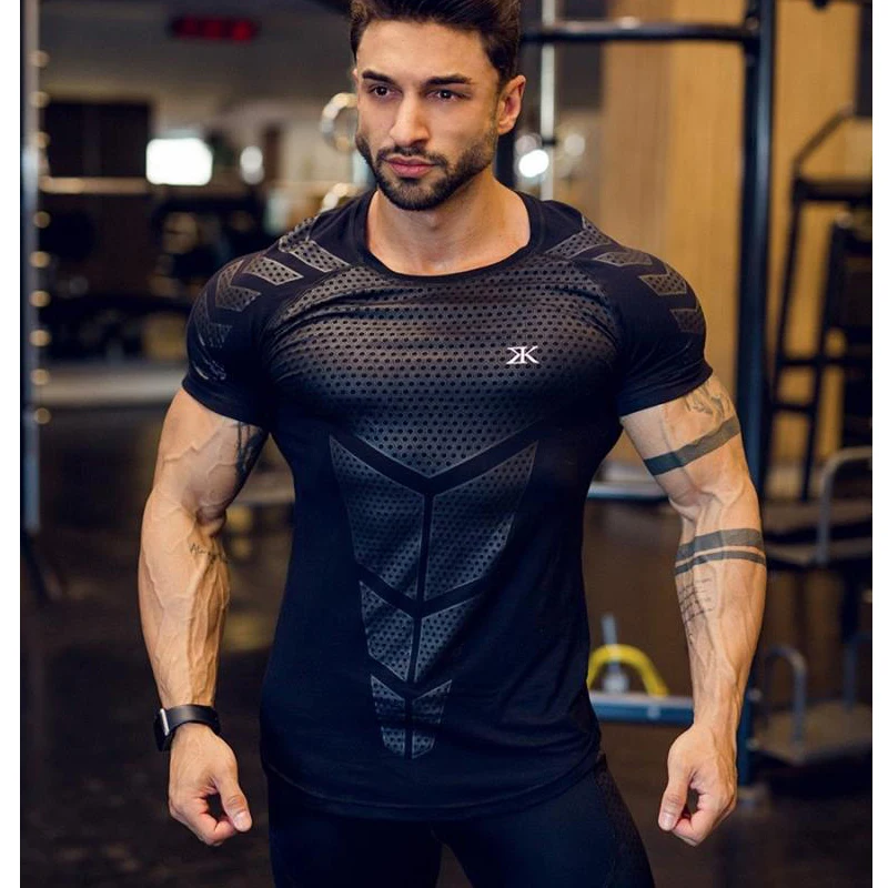 

Fitness Workout T-Shirt Tightness Men High Elastic Training Quick Dry Running T Shirt Men Short Sleeve Gym Shirts Men PRO Shirts
