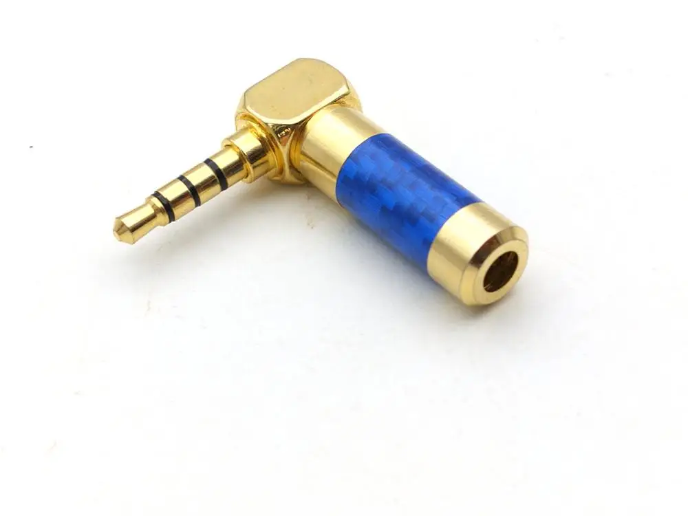 

10pcs copper Stereo 4 Pole 3.5mm 90 Degree Plug Angled Jack Cable Solder blue