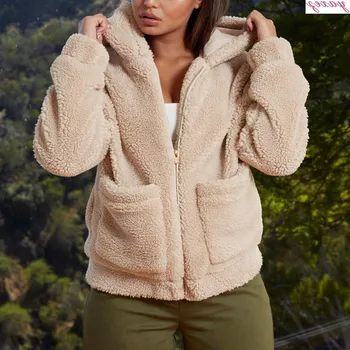 

2019 Winter Teddy Coat Women Faux Fur Coat Teddy Bear Jacket Thick Warm Fake Fleece Jacket Fluffy Jackets Plus Size Overcoat#G30