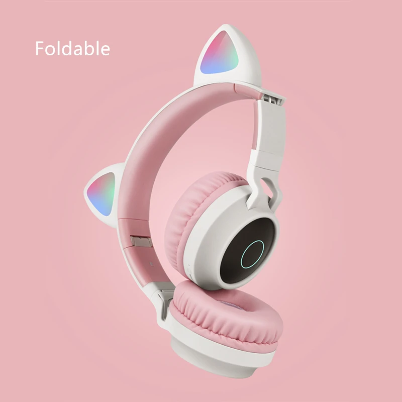 TOPLED Light Cat Ear Headphones Wireless Bluetooth 5 0 Headset Portable Foldable Kids Headphone With Microphone Best gift