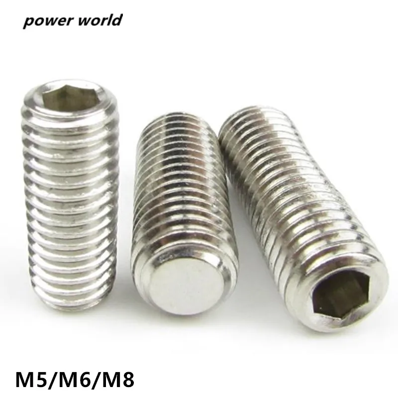 M5/M6/M8 GB77 304 нержавеющая сталь DIN913 набор винтов внутренний шестигранный разъем плоская точка конец Grub Безголовый болт