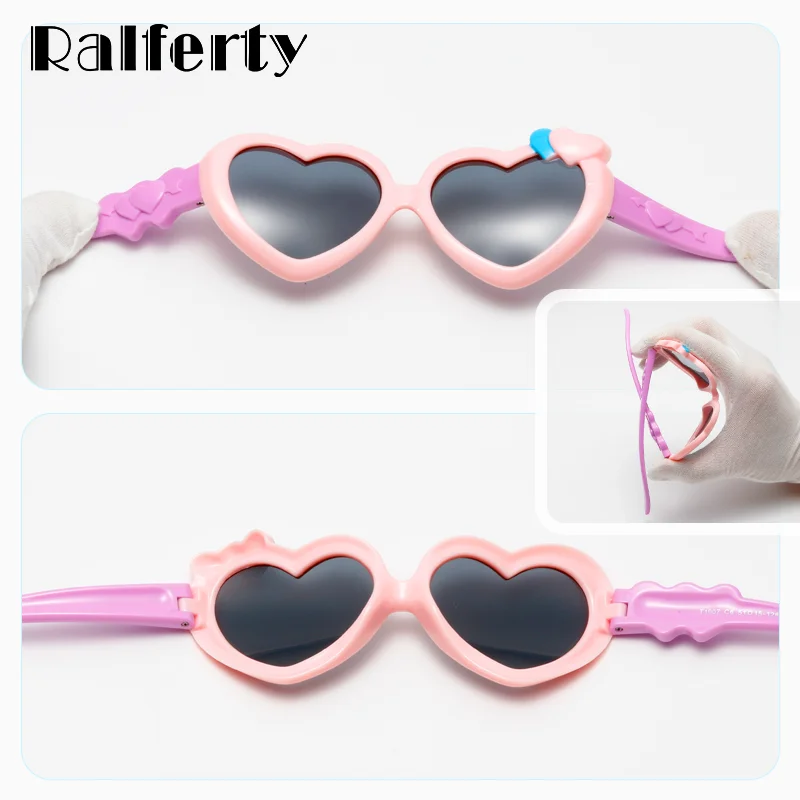 Солнцезащитные очки для девочек Ralferty, гибкие, с защитой от ультрафиолета, в форме сердца