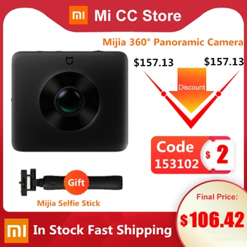 В наличии Xiaomi Mijia Sphere 360 ° панорамная камера Ambarella 3,5 K Запись видео 1600mAh комплект спортивной экшн-камеры