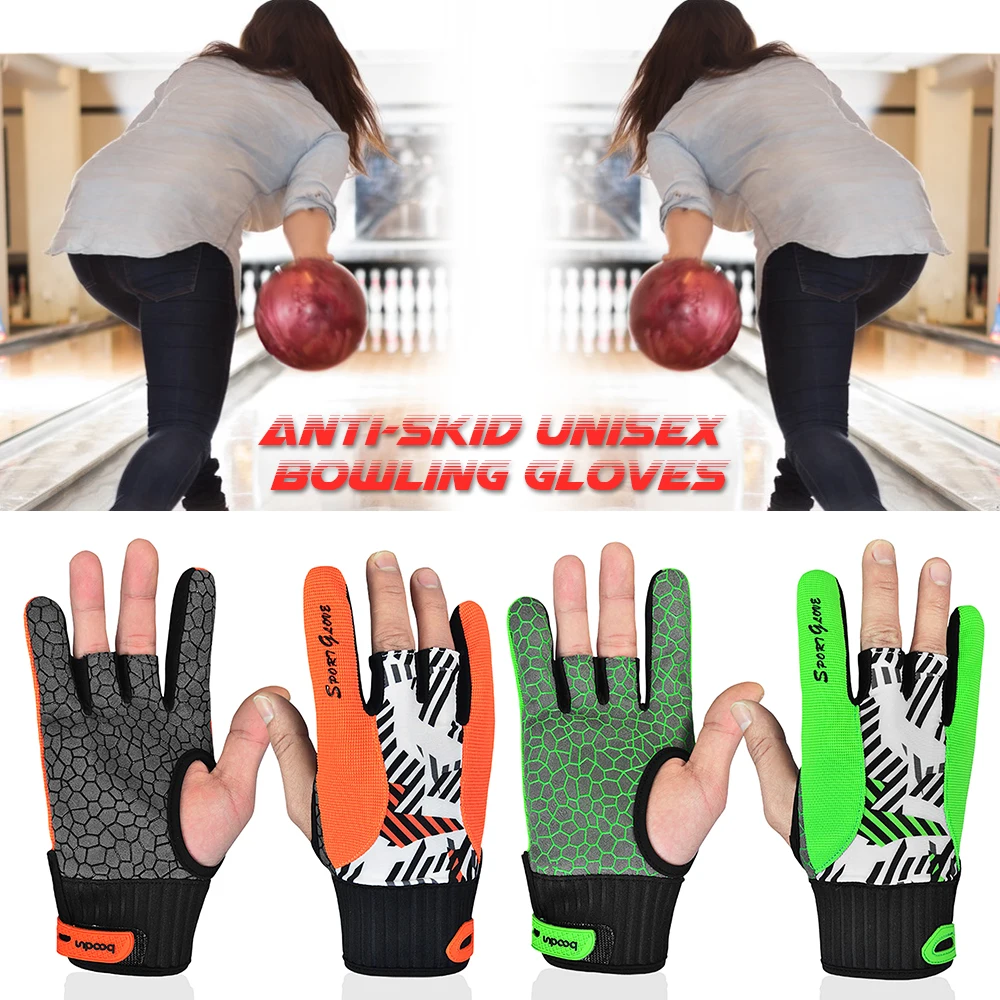 Bowling Gloves Breathable 3 finger Bowling Gloves Anti-Skid Bowling Thumb Protectors Sports Gloves For Men Women
