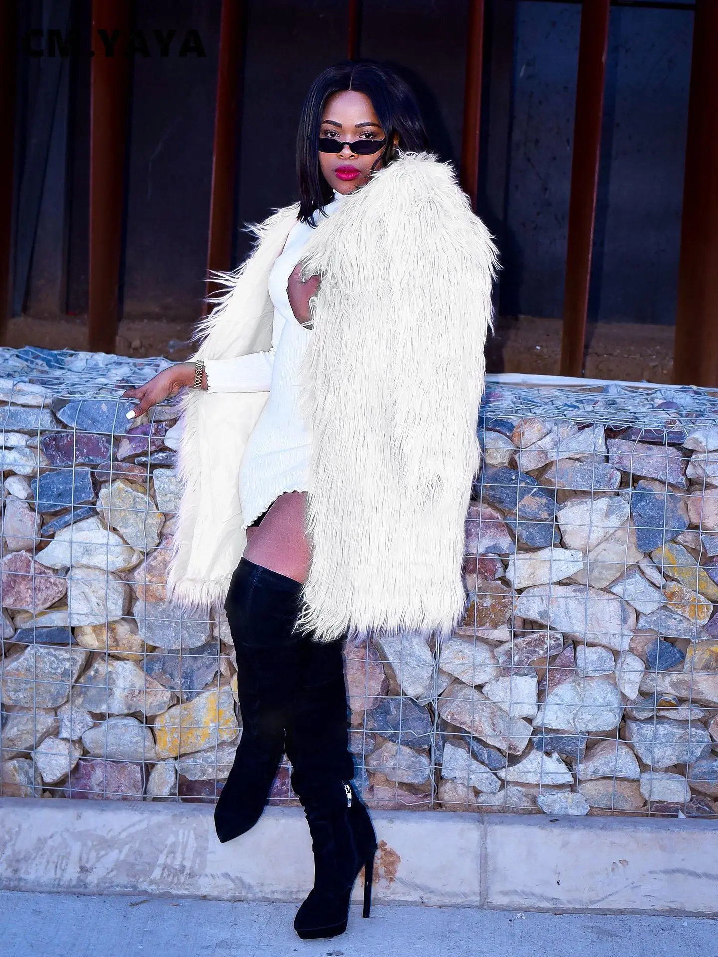 Cm. Yaya Faux Fur Jacket Wol Blends Voor Vrouwen|Namaakbont| - AliExpress