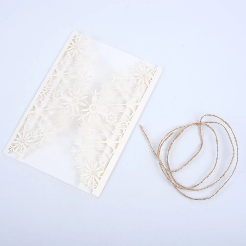 

50pcs Greeting Cards Set DIY Stationery Crafting Arts Wedding Event Laser Cuts Festive And Party Supplies Snowflakes