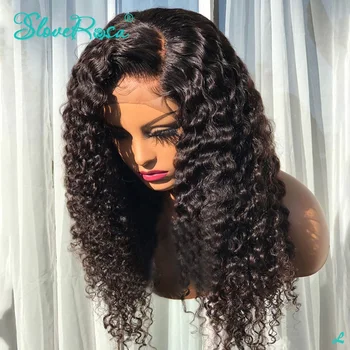 

Glueless 130%-180% Curly 13x4 Lace Front Human Hair Wigs Remy Peruvian For Women Pre Pluck Bleached Knots Slove Rosa