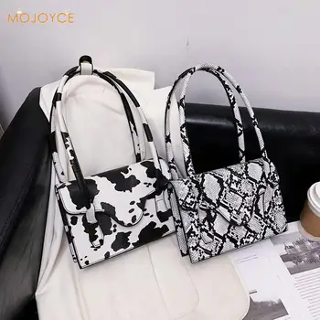 

Fashion Animal Cow Snake Print Handbag Totes Women Retro PU Leather Casual Travel Shoulder Underarm Purse Portable Top-handle