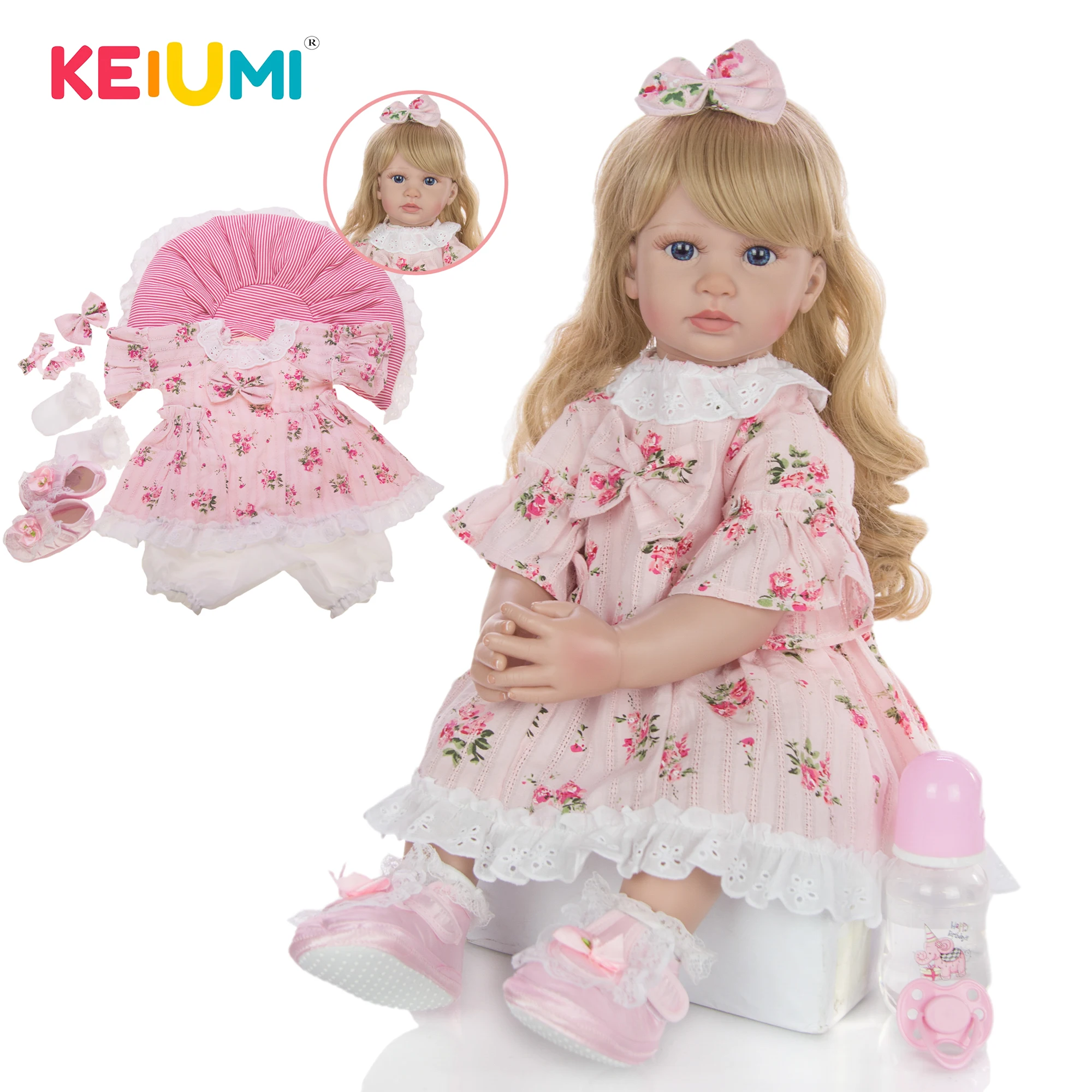 

KEIUMI Lovely Toy As Princess 24 Inch New Arrival Baby Reborn Girl Doll Soft Silicone Cloth Body Realistic Reborn Dolls Babies Bonecas Meninas Toy Birthday Gifts