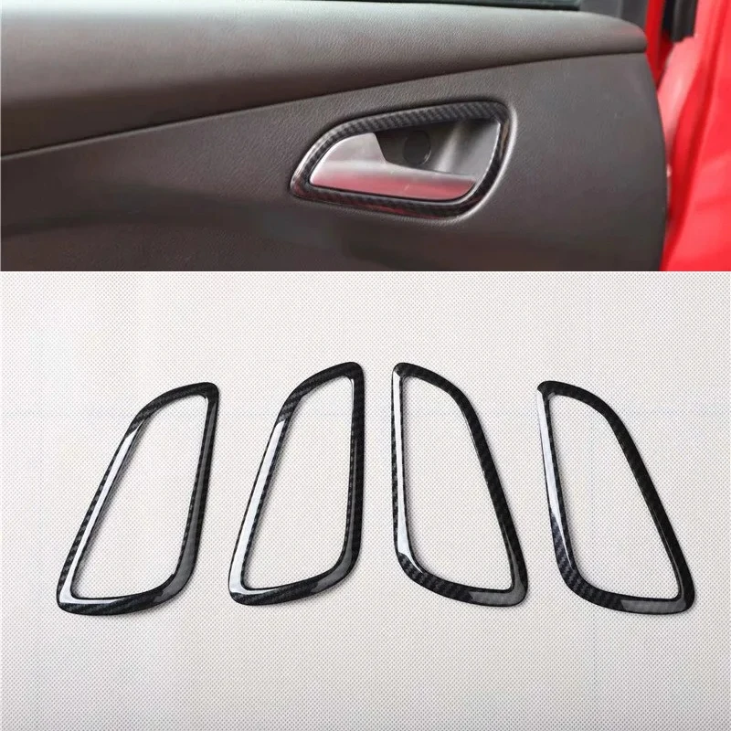 

For Ford Focus 2012 4PCS Carbon Fiber ABS Car Side Door Interior Handle Bowl Protector Cover Trim Moldings Car Styling