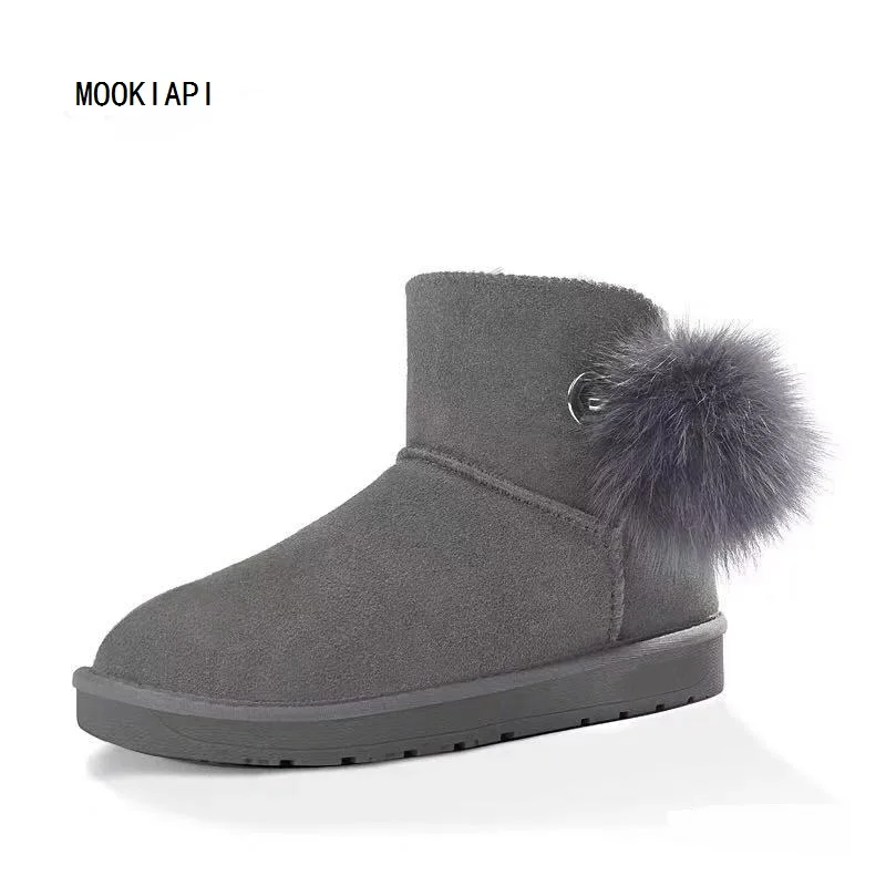 Australia's most fashionable classic buckle women's shoes in, real cowhide, artificial wool, high-quality snow boots