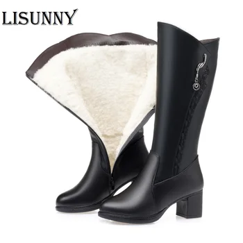 

Women High Boots 2020 Genuine Leather Winter New Riding Boots Women Fashion warm non-slip large size Long Boots For Women