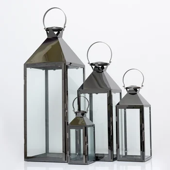 

Gold Windproof Glass Stainless Steel Candle Holders Garden Iron Floor Candle Lantern Home Decoration Portavelas Wind Light FC101