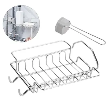 

Home Kitchen Sink Stainless Steel Organizer Soap Dish Storage Easy Install Sponge Holder Faucet Rack Bathroom Drainer Hanging