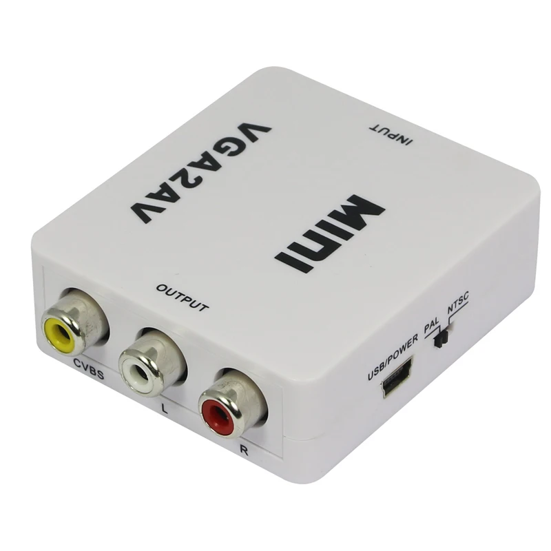 Аудио видео конвертер VGA RCA AV аудио и ПК к ТВ с 3 5 мм + на композитный вход|Кабели VGA| |