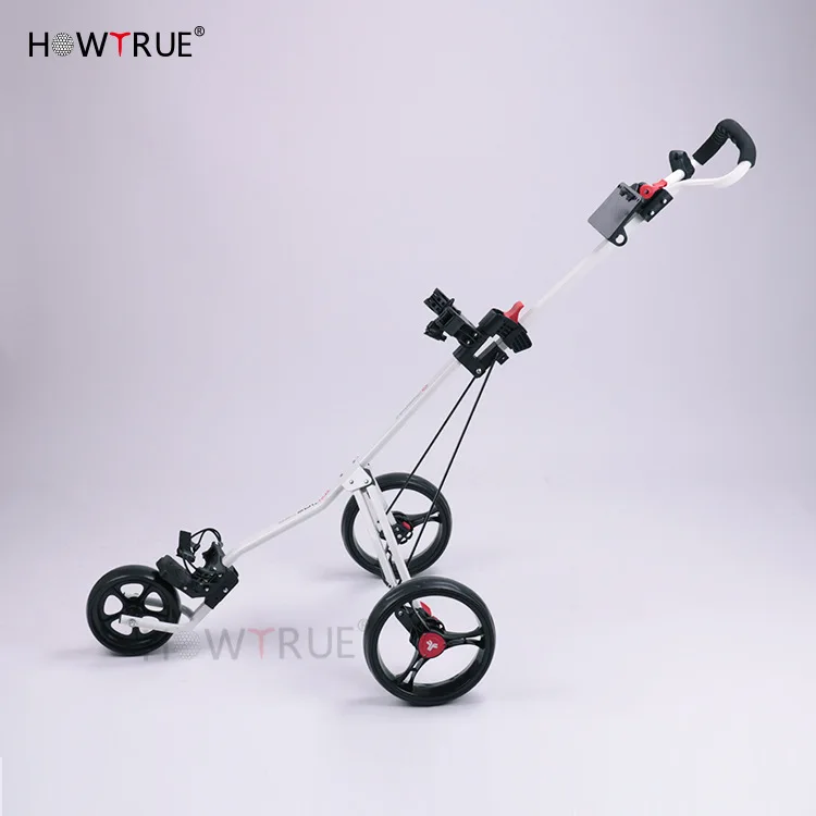 3 Wheel Golf Push Cart Golf Trolley with Adjustable Handle Angle Scorecard Foot Brake Lightweight Carts