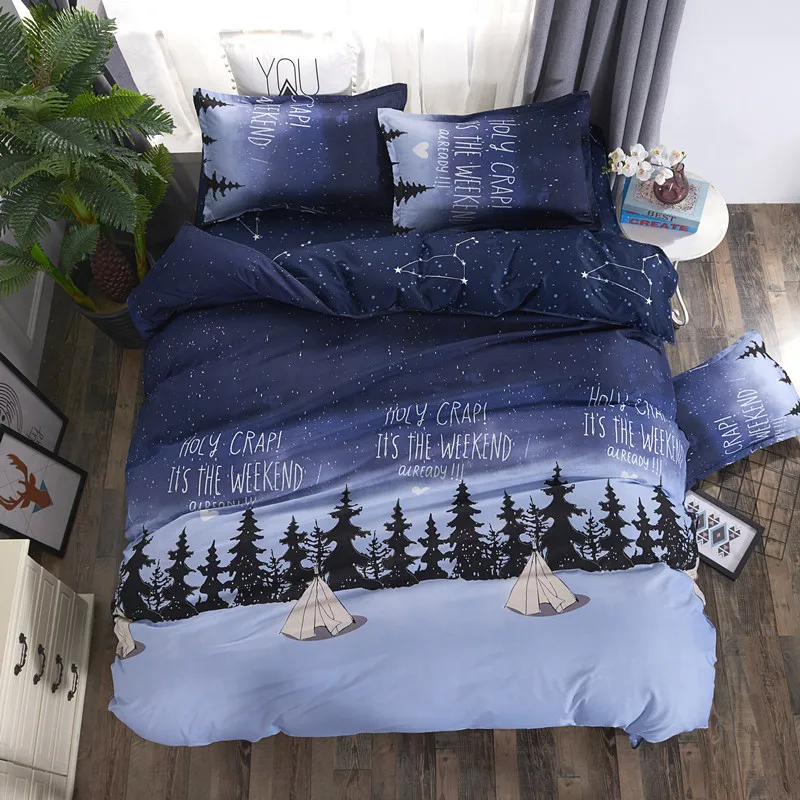 High Quality Breathable Polyester Bedding Sets 4pcs Comforter Bedding Sets Duvet Cover Bedclothes with Pillowcases for King Size
