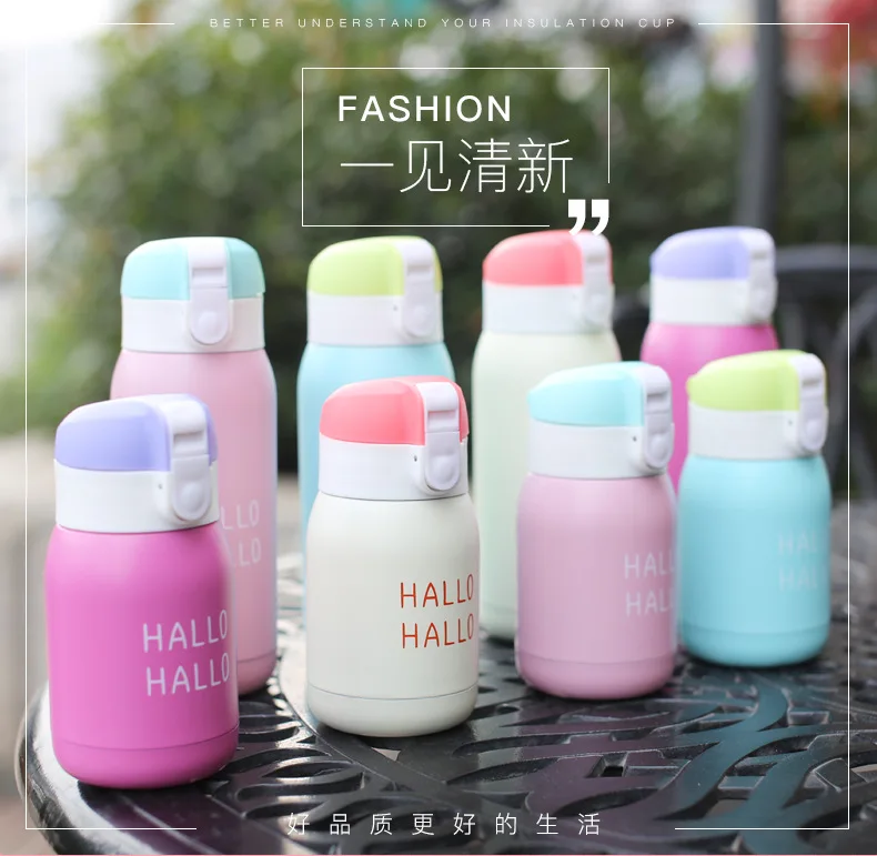 

Mini Hallo Insulated Cup Macarons Bounce Women's Children Students Couples Insulated Stainless Steel Bottle