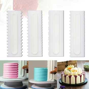 

4Pcs Cake Decorating Comb Icing Smoother Scraper Pastry Baking DIY Kitchen Tool