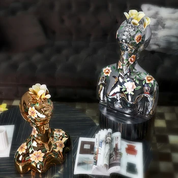 

55cm Modern Sculpture Electroplated Resin Sculpture Abstract Sculpture Abstract Woman Statues For Home Decoration Accessories