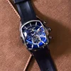 Reef Tiger/RT-relojes deportivos con correa de goma de acero inoxidable, reloj automático con esfera azul, Tourbillon, RGA3069 ► Foto 3/6