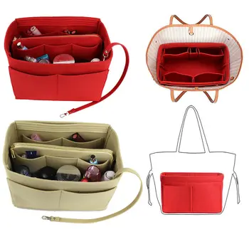 

Purse Insert Makeup Cosmetic Handbag Felt Bag Organizer With Zipper Tote Shaper