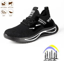 

Men's Male Work Boot Anti-smash Anti-puncture Site Work Safety Shoes Steel Toe Cap Anti-puncture Site Working Breathable Sneaker