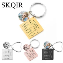 

Custom Color Photo Car Key Chain Personalized Couple Name Calendar Birth Date Tag Keychain Heart Keyring Women Jewelry Love Gift