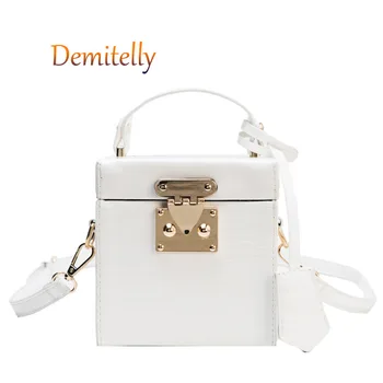 

New Style Square Ladies Handbag Fashion Exquisite Lock Pendant Shoulder Messenger Bag Luxury Women's Square Box Tote Bag Wallet