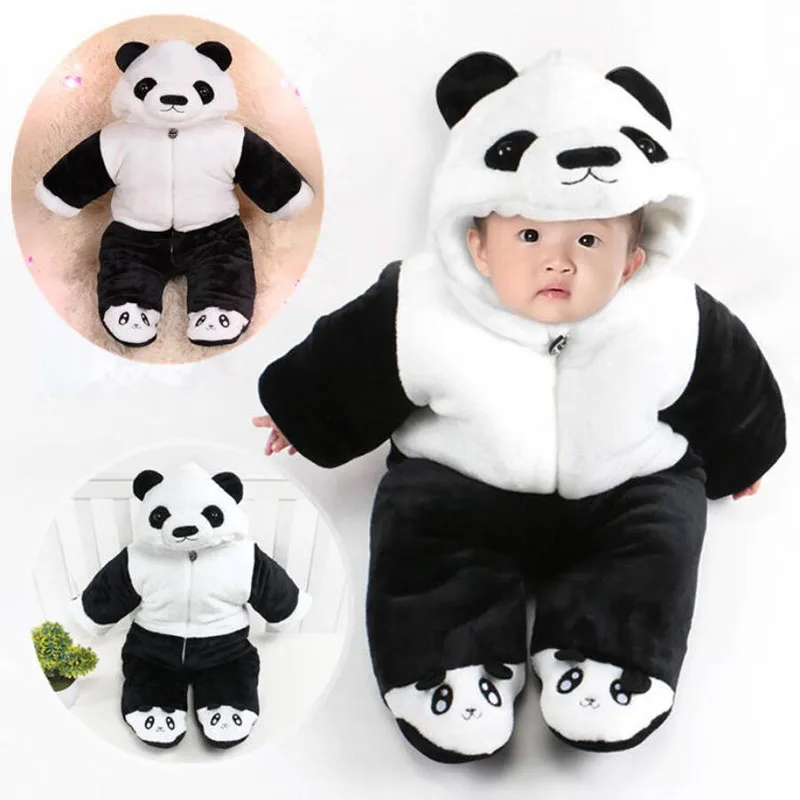 Осенне-зимний детский комбинезон, Толстая теплая детская сумка-панда, хлопковая одежда для новорожденных