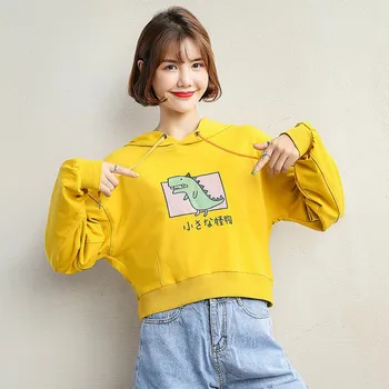 

Women Autumn Long Sleeve Sweatshirt Cute Cartoon Print Casual Loose Hoodies Sweatshirt Female Hooded Drawstring Pullover Tops