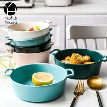 

Large creative binaural fruit salad bowl home European-Style tableware ceramic soup bowl noodle boiled fish big bowl soup bowl