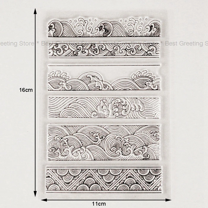 Прозрачные штампы 6 волновой узор фоновые штампы-бордюры Скрапбукинг Декоративные штампы