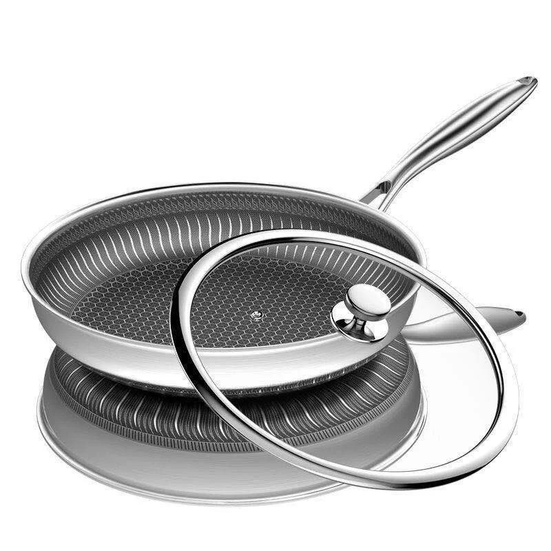 316 Stainless Steel Frying Pan 3-layer Temperature Non-stick Egg Steak Frying Pan Gas Induction Cooker Kitchen Tools Universal