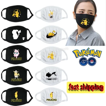 

POKEMON Protective Mask Pikachu Face Mouth Mask Cartoon Elf Printed Men and Women Mask Ear-Mounted Dustproof Anti-Fog Warm Mask
