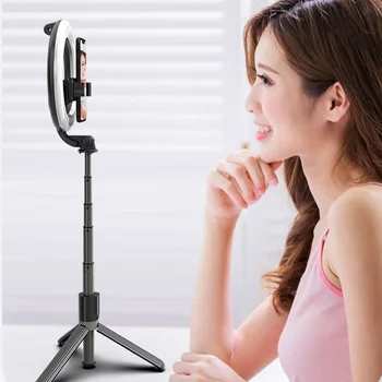 

Portable 5 Inch Headlight Bluetooth Selfie Stick Ring Desktop Light With Tripod Stand Adjustable Bluetooth Remote Phone Holder