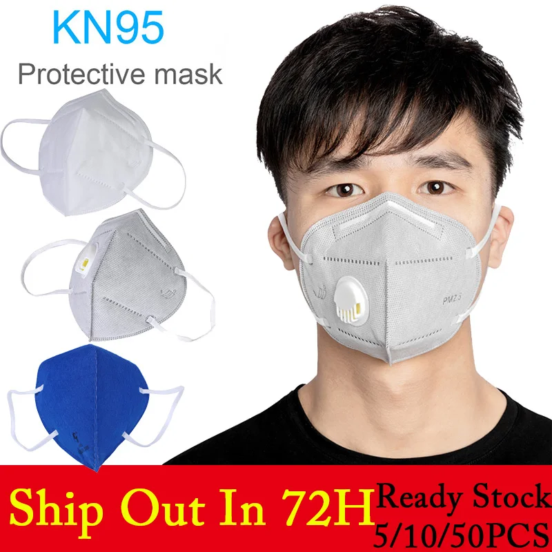 

10/50ps KN95 Folding Valved Dust Mask PM2.5 Anti Virus Formaldehyde Bad Smell Bacteria Proof Face medical Mask Anti Coronavirus