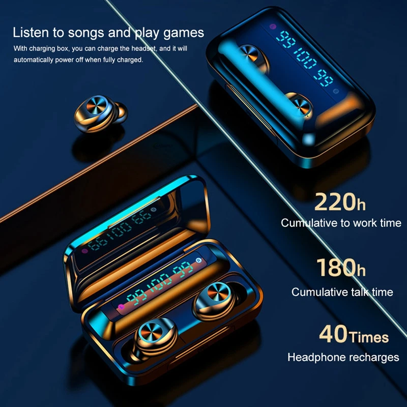 TWS Wireless Bluetooth Headphones F9 10 Stereo Earphones IPX7 Waterproof Sports Earbuds Gaming Headset For Xiaomi Huawei iPhone