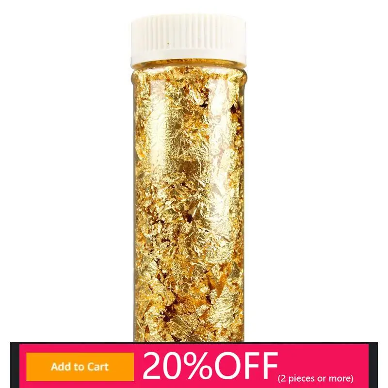 Flocons de Schabin en feuille d'or véritable de qualité 24K, 1 pièce