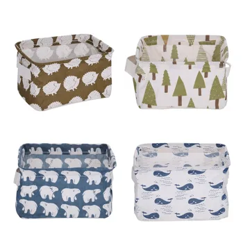 

Colorful Laundry Box Cotton And Linen Handle Desk Debris Cute Storage Basket Fashion Style Convinence Holder Jewelry Cosmetic