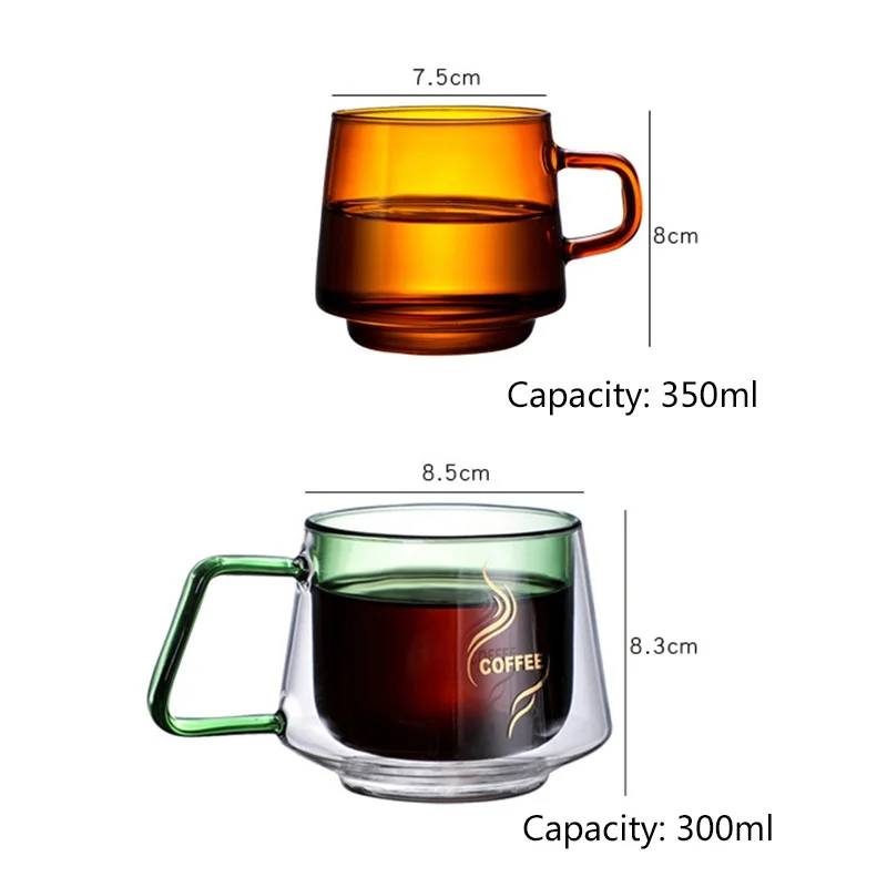350ml Creative Color Thick Glass Mug Breakfast Mlik Coffe Cup Household Resistant Heat Water Cup With Handle Drinkware