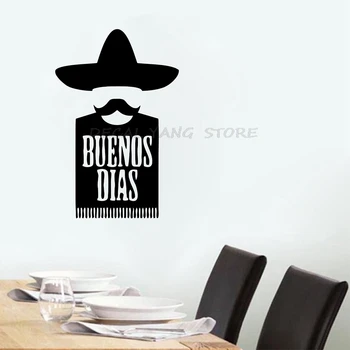 

Buenos Dias Mexican Kitchen Food Wall Stickers Vinyl Decal Room Home Art Decor Decal Mural Decorations 1409