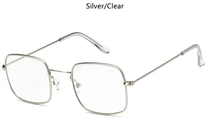 silver clear Мужские модные желтые солнцезащитные очки с металлическими прозрачными линзами, маленькая оправа, солнцезащитные очки для женщин, Винтажные Солнцезащитные очки с квадратной оправой, Oculos de sol - Цвет линз: silver clear