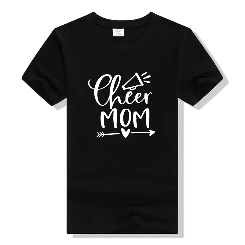 Black Надпись Cheer MOM персонализированная футболка Женская мода лозунг подарок на день матери гранж tumblr camiseta rosa feminina эстетические футболки художественный Топ - Цвет: Black