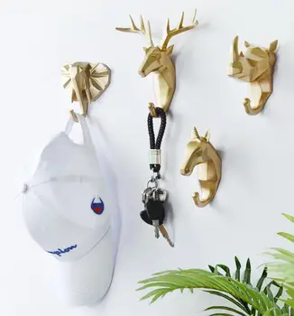 

LCH Modern European Style Creative Resin Animal Art Geometric Clip Cloth Hook Keys Holder Door Knob Pull Clothes Hook
