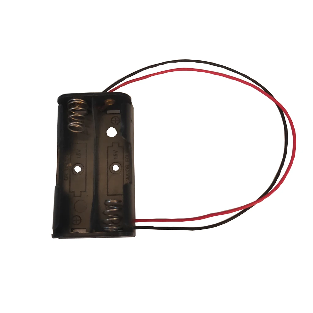 Battery Storage Box Case 2 Slot Way Channel DIY Batteries Clip Holder Container Black Plastic With Wire Lead Pin | Компьютеры и офис