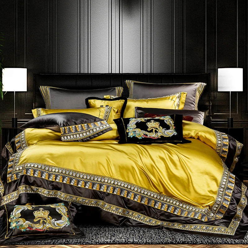 

New Bedroom Four-piece Bed Linen Luxury European Style Noble Style Duvet Cover Fashionable and Simple Family Hotel Bedding Set